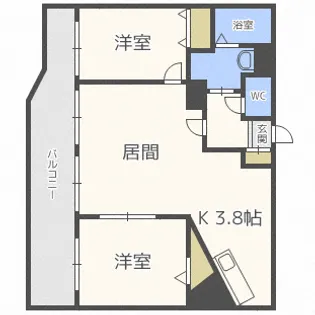 グランカーサ北3条【8階】の間取り