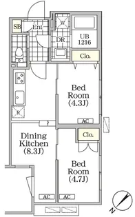 東京都目黒区目黒本町3【マンション】の間取り