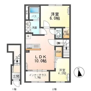 茨城県古河市東牛谷【アパート】の間取り