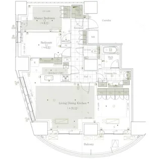 パークタワー東中野グランドエア【25階】の間取り