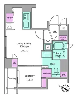 レジディア神田【2階】の間取り