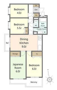 エバーグリーンコート【3階】の間取り