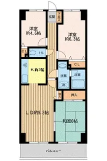 神奈川県横浜市金沢区釜利谷東2【マンション】の間取り