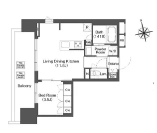 バウスステージ中野【3階】の間取り
