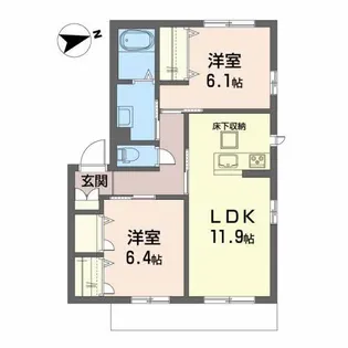 エクセルコート名取【1階】の間取り