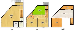 大阪府大阪市城東区東中浜5【一戸建】の間取り