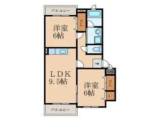 【エイブル管理】プレステージ葛原東【2階】の間取り