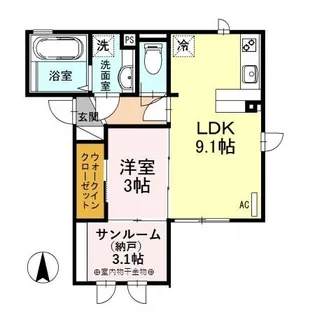クレシア高木中央II【2階】の間取り
