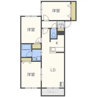 パティオス南あいの里【1階】の間取り