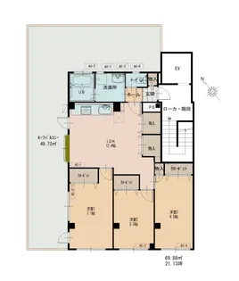 TR一之江【4階】の間取り
