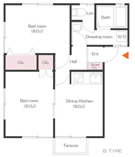 パームハイツB【1階】の間取り
