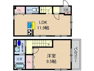 カーサ上中条【1階】の間取り