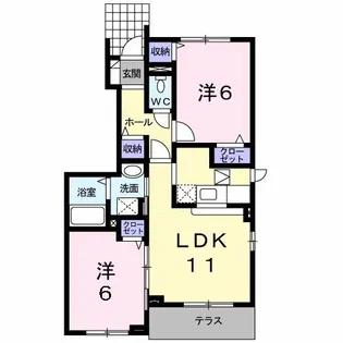メゾンセレーノD【1階】の間取り