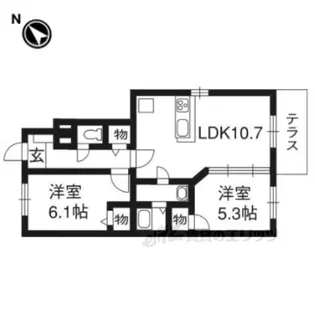 LANDPARK横大路B棟【1階】の間取り