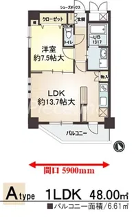 コーティアス阿倍野【5階】の間取り