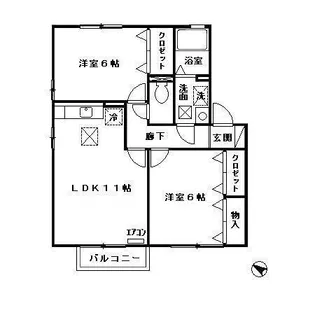 グランヴィラージュB【1階】の間取り