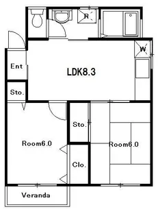 ハイツ大良【2階】の間取り