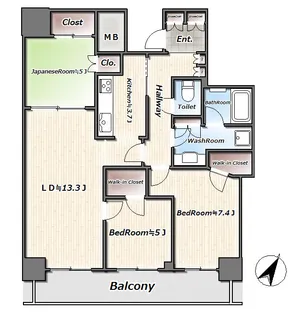 リヴァリエA棟【6階】の間取り