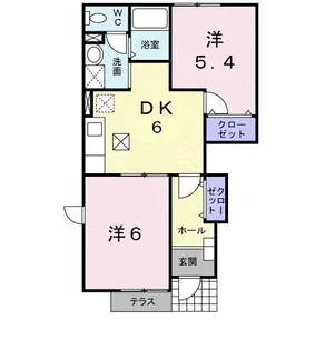 サンプラッツB【1階】の間取り