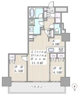 プライムパークス品川シーサイド ザ・タワー【26階】の間取り