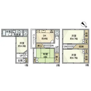 東京都江戸川区船堀6【一戸建】の間取り