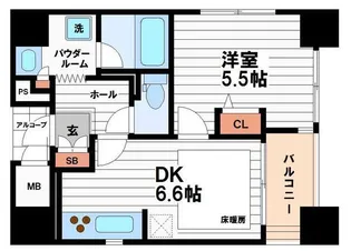 1DKの間取り画像