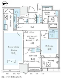 パークコート ザ・三番町ハウス【3階】の間取り