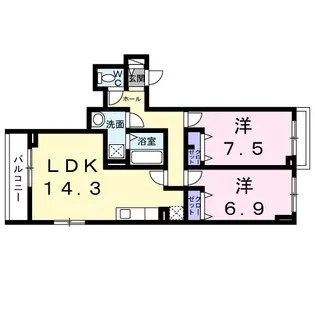 2LDKの間取り画像