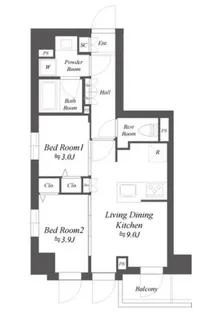 ブランシエスタ品川大井町パークエッジ【4階】の間取り
