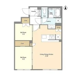 ガーデンレジデンス恵比寿【3階】の間取り