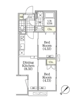BRICK RESIDENCE 目黒本町【5階】の間取り
