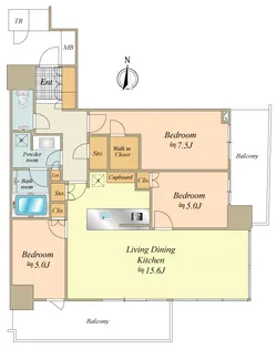 パークタワー晴海【21階】の間取り
