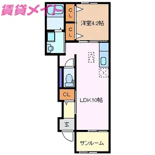 サンライズくすの木C【1階】の間取り