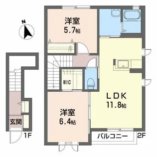 ガーデンヒルズA【2階】の間取り