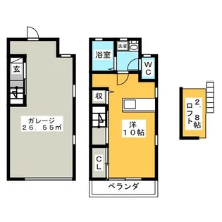 ガレージハウス アンフォルム B棟【2階】の間取り