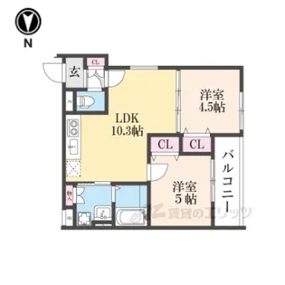 クリエオーレ倉治【3階】の間取り
