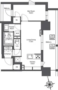 LIBR GRANT 西新宿WEST【7階】の間取り