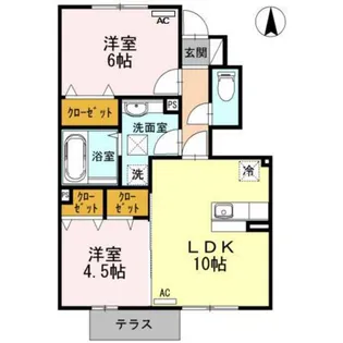 グランドコート米田III【1階】の間取り