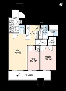 パークタワー勝どきサウス【28階】の間取り