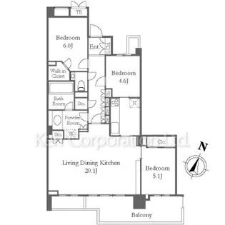 プラウド千歳烏山【4階】の間取り