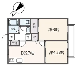 クレストハウスB棟【1階】の間取り