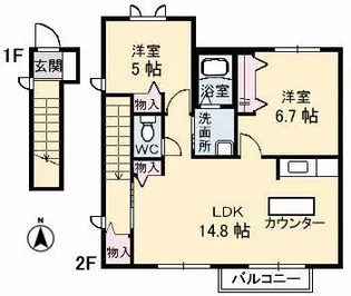 ブランシェ野原 A棟【2階】の間取り