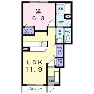 ウィスタリア A棟【1階】の間取り