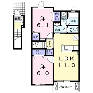 ソレイユ II【2階】の間取り