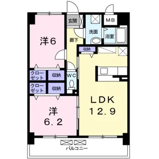 グレイス花見が丘【6階】の間取り