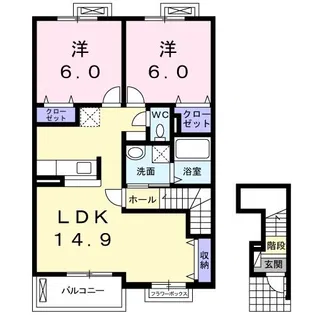 ヒルズタウンI【2階】の間取り
