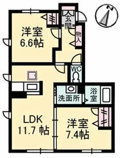 グランディール新山口 A棟【1階】の間取り