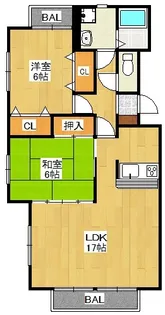 2LDKの間取り画像