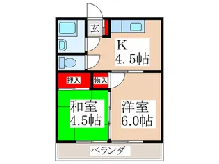 若葉ハイツ【2階】の間取り