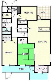 パークヒルズ毘沙門【1階】の間取り